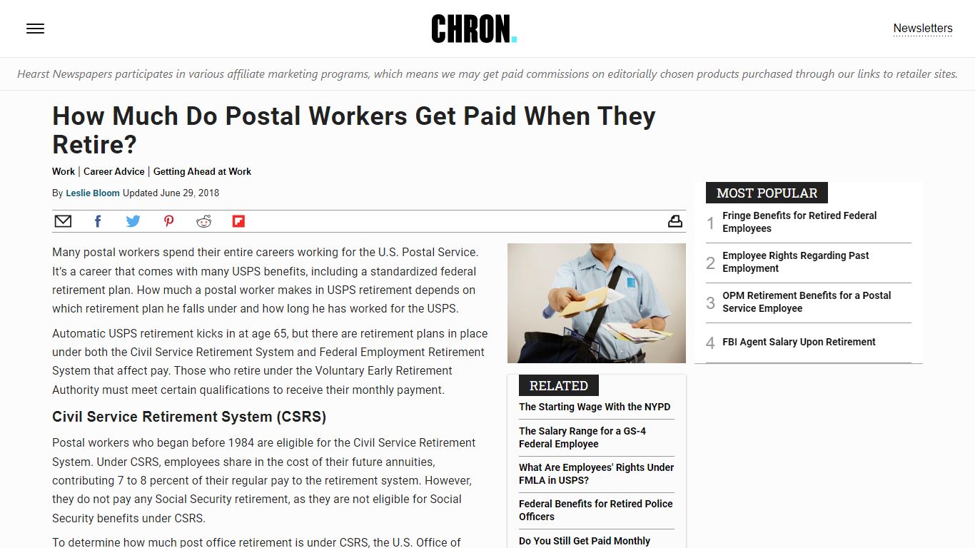 How Much Do Postal Workers Get Paid When They Retire?